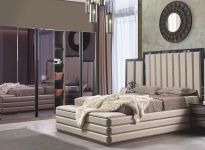 Modern Schlafzimmer Set Bett 2x Nachttische Kleidershrank Holzmöbel neu